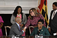 Maryland Governor Wes Moore with Julia Pitcher