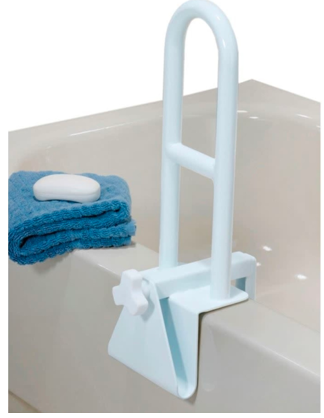 grab bar clamped on side of bathtub