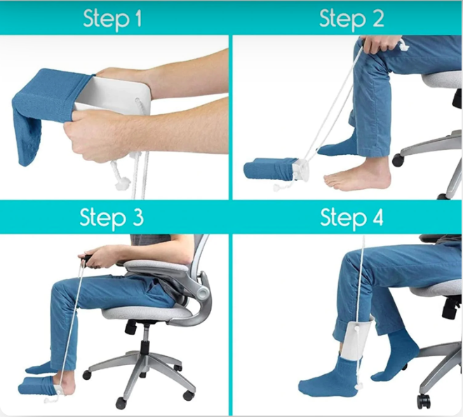 sock aid putting on a sock diagram