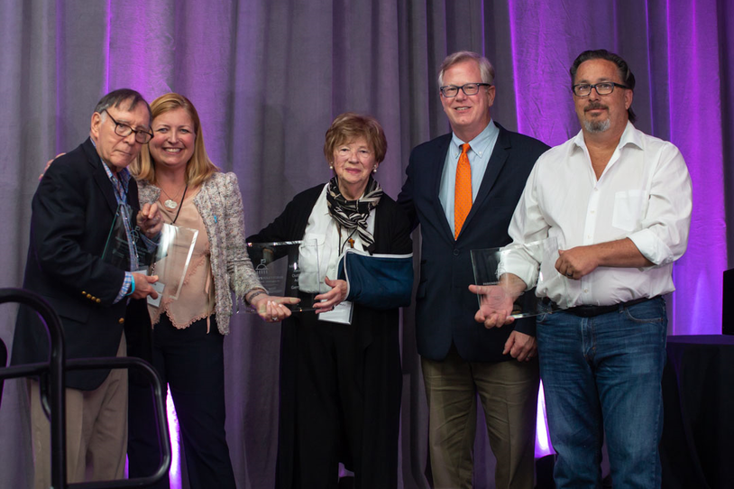 From L to R: Dan Lewis, Christiana Evers (Parkinson’s Foundation), Gerry Haines, Ted Thompson (The Michael J. Fox Foundation), and Michael Sweet.