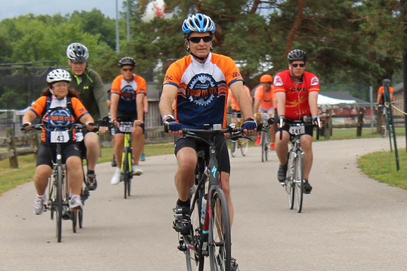 Group of bikers at a Team Fox event.